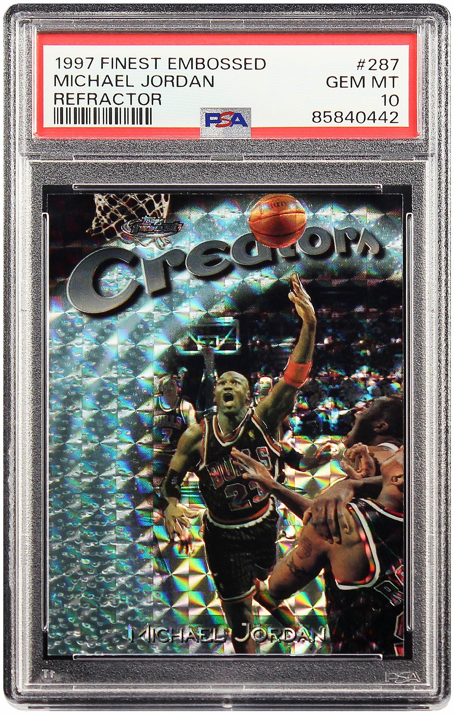 1997 Michael Jordan Topps Finest Embossed Refractor /263 #287 PSA 10 Gem Mint