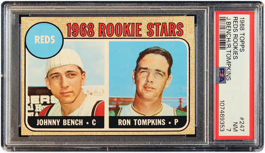 1968 Johnny Bench Ron Tompkins Topps RC Rookie Stars #247 PSA 7 NM
