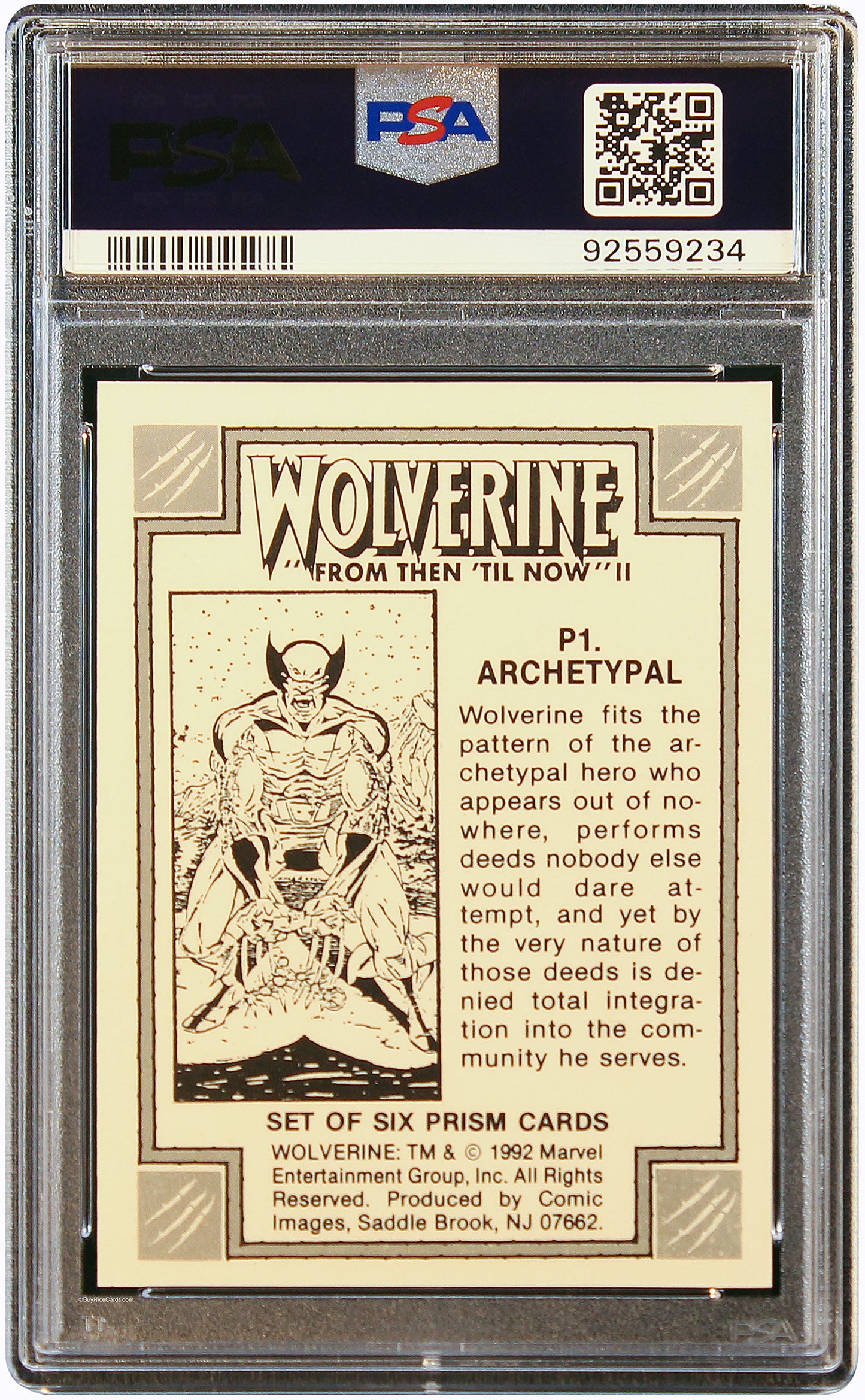 1992 Wolverine Archetypal From Then/Til Now II Prism #P1 PSA 8
