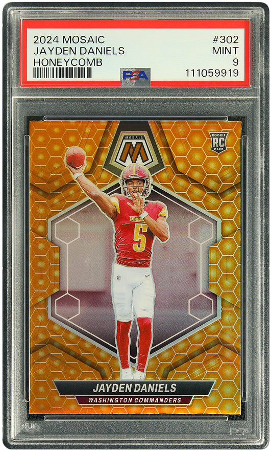2024 Jayden Daniels Panni Prizm Honeycomb RC Rookie #302 PSA 9 Mint