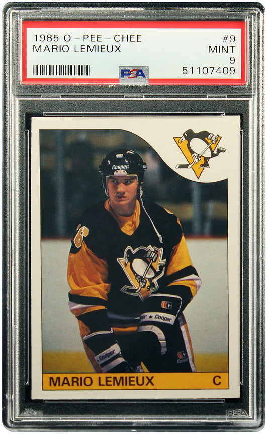 1985 Mario Lemieux OPC O-Pee-Chee RC Rookie #9 PSA 9 Mint