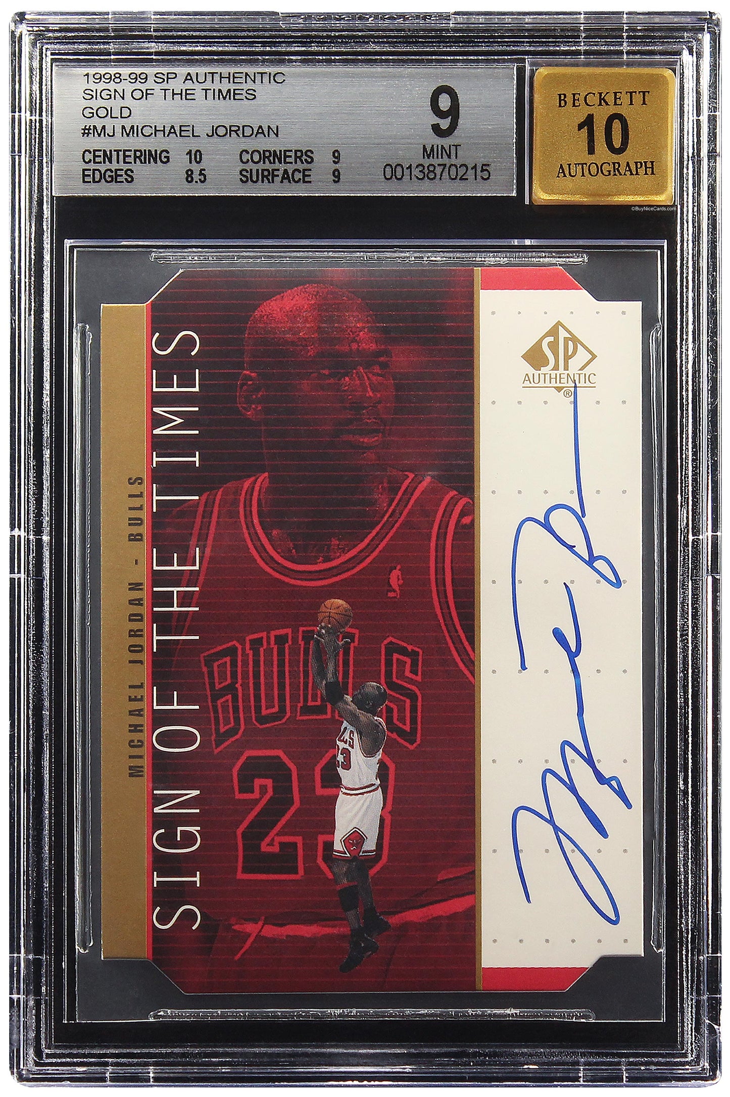 198-99 Michael Jordan Upper Deck Sign of the Times SOTT Gold SP Auto #MJ BGS 9