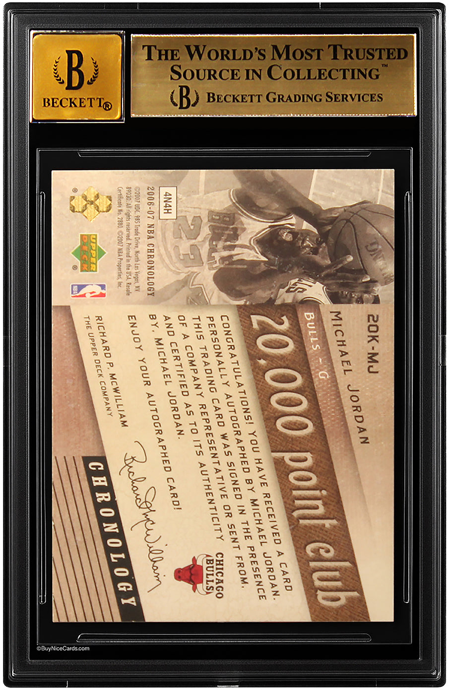 2006-07 Michael Jordan Upper Deck Chronology 20,000 Point Club SP Auto /25 # 20kMJ BGS 9.5 Gem Mint