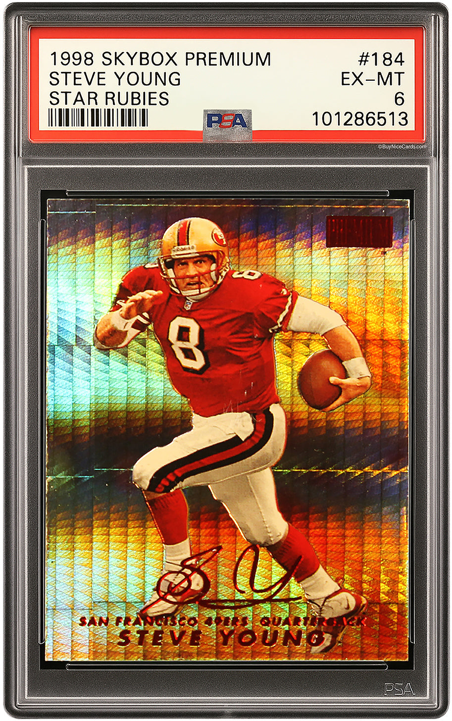 1998 Steve Young Skybox Premium Star Rubies SP /50 # 184 PSA 6 EX-MT