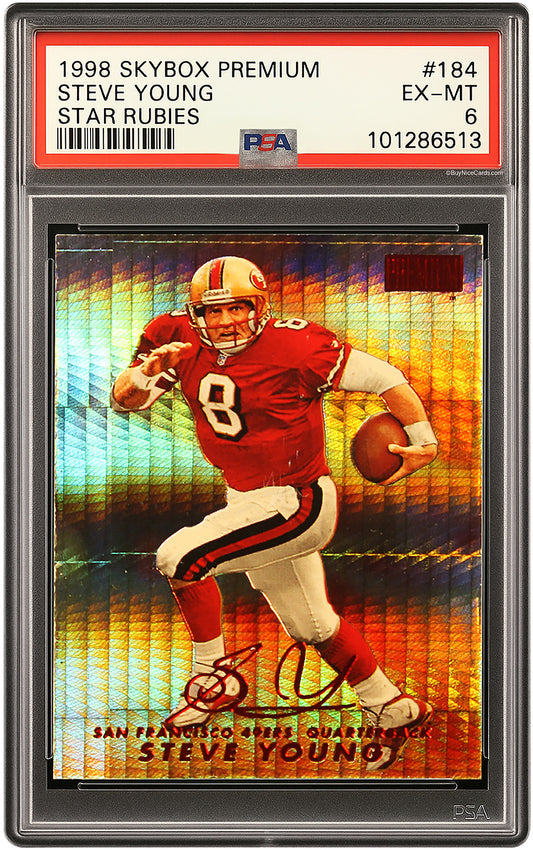 1998 Steve Young Skybox Premium Star Rubies SP /50 # 184 PSA 6 EX-MT