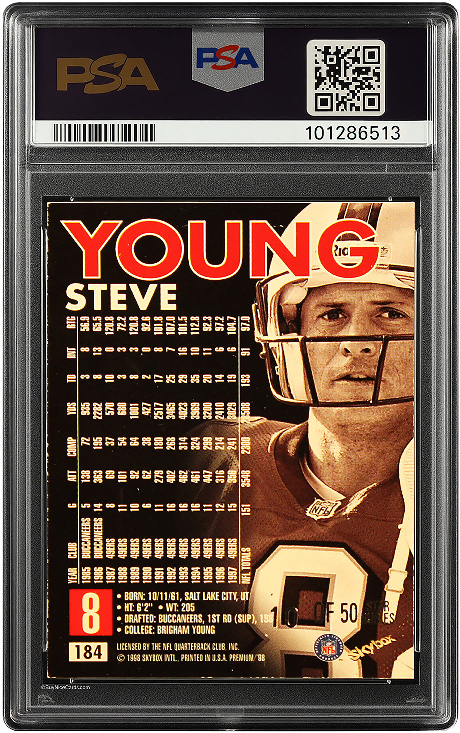 1998 Steve Young Skybox Premium Star Rubies SP /50 # 184 PSA 6 EX-MT