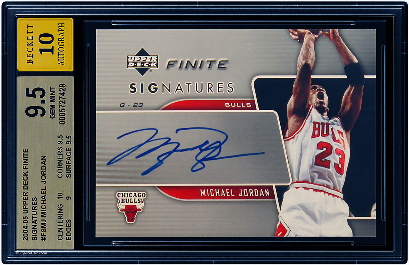 2004-05 Michael Jordan Upper Deck Finite Signatures SP Auto # FSMJ BGS 9.5 Gem Mint