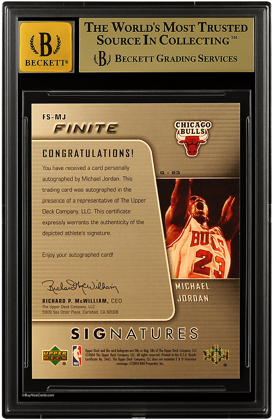 2004-05 Michael Jordan Upper Deck Finite Signatures SP Auto # FSMJ BGS 9.5 Gem Mint