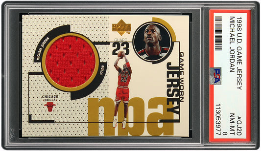 1998 Michael Jordan Upper Deck Game Jersey Game Worn Patch SP # GJ2- PSA 8