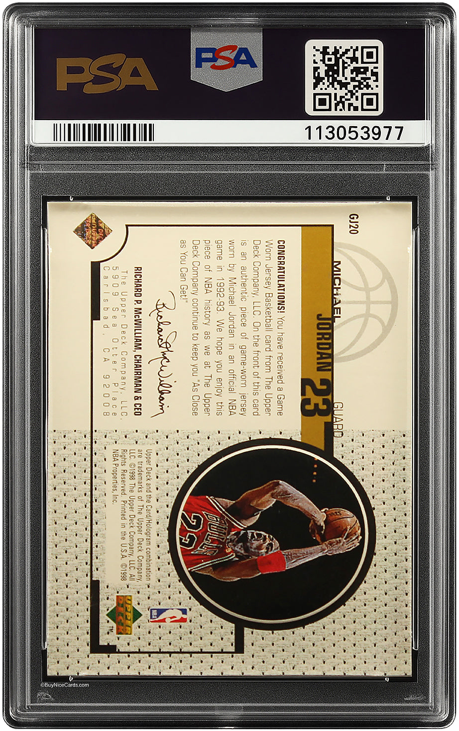 1998 Michael Jordan Upper Deck Game Jersey Game Worn Patch SP # GJ2- PSA 8