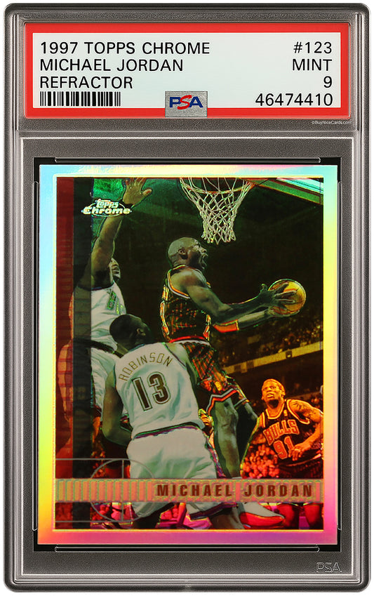 1997 Michael Jordan Topps Chrome Refractor SP # 123 PSA 9 Mint