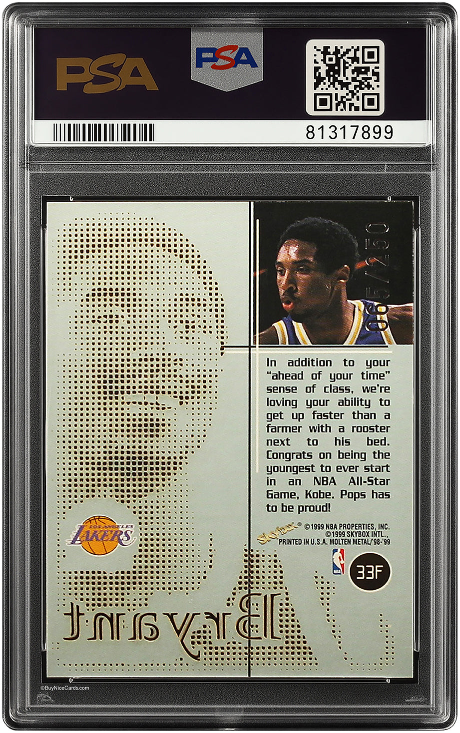 1998 Kobe Bryant Fleer Skybox Molten Metal Fusion /250 #33F PSA 8