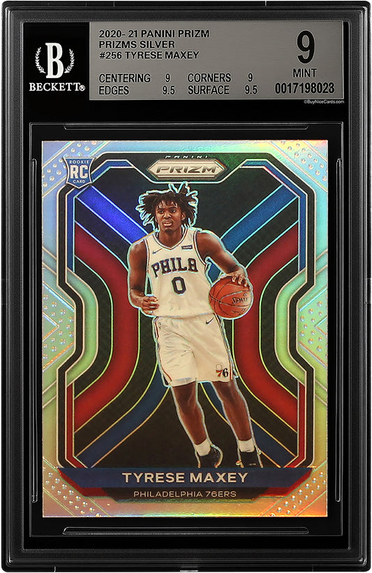 2020 Tyrese Maxey Panini Prizm Silver Prizms Refractor SP RC Rookie #256 BGS 9