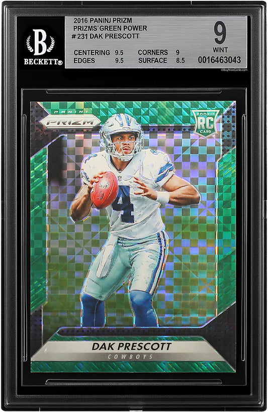 2016 Dak Prescott Panini Prizm Green Power Prizms Xfractor SP RC Rooke /49 #231 BGS 9