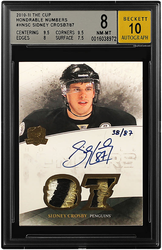 2010-11 Sidney Crosby Upper Deck The Cup Honorable Numbers Auto /87 #HNSC BGS 8 / 10