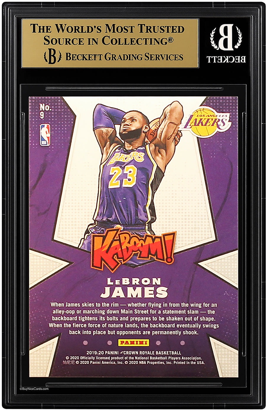 2019-20 Lebron James Panini Crown Royale Kaboom SP # 9 BGS 9.5 Gem Mint