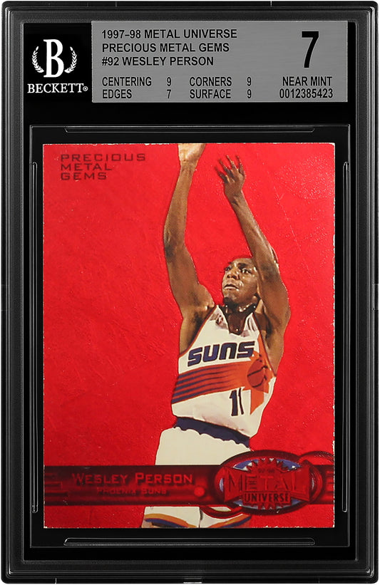 1997-98 Wesley Person Skybox Metal Universe Precious Metal Gems Red PMG /100 BGS 7