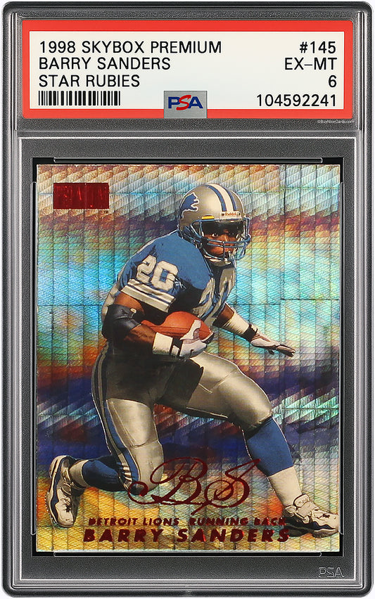 1998 Barry Sanders Skybox Premium Star Rubies SP /50 # 145 PSA 6