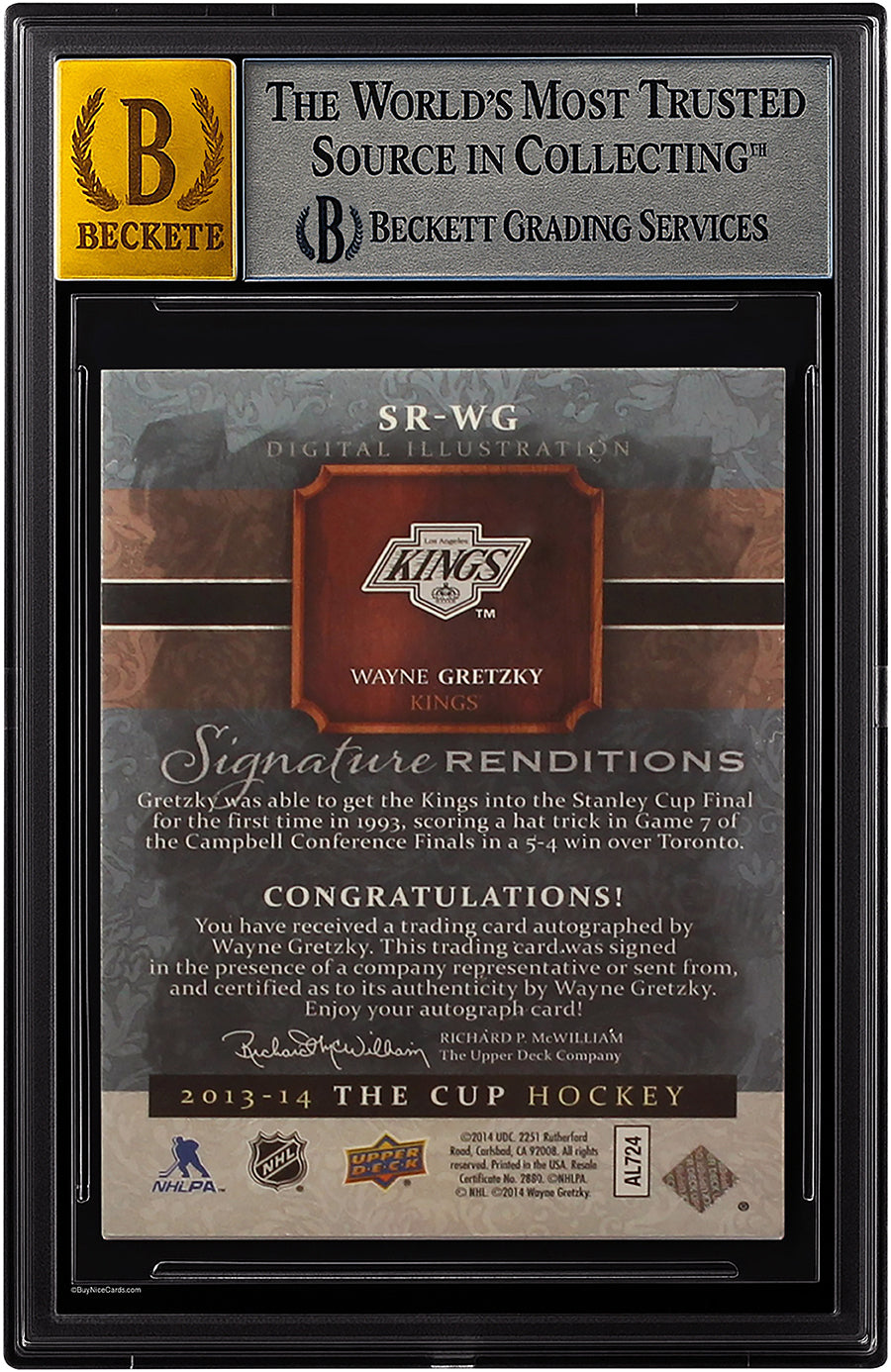 2013-14 Wayne Gretzky UD The Cup Signature Renditions Gold Auto /35 #SRWG BGS 9