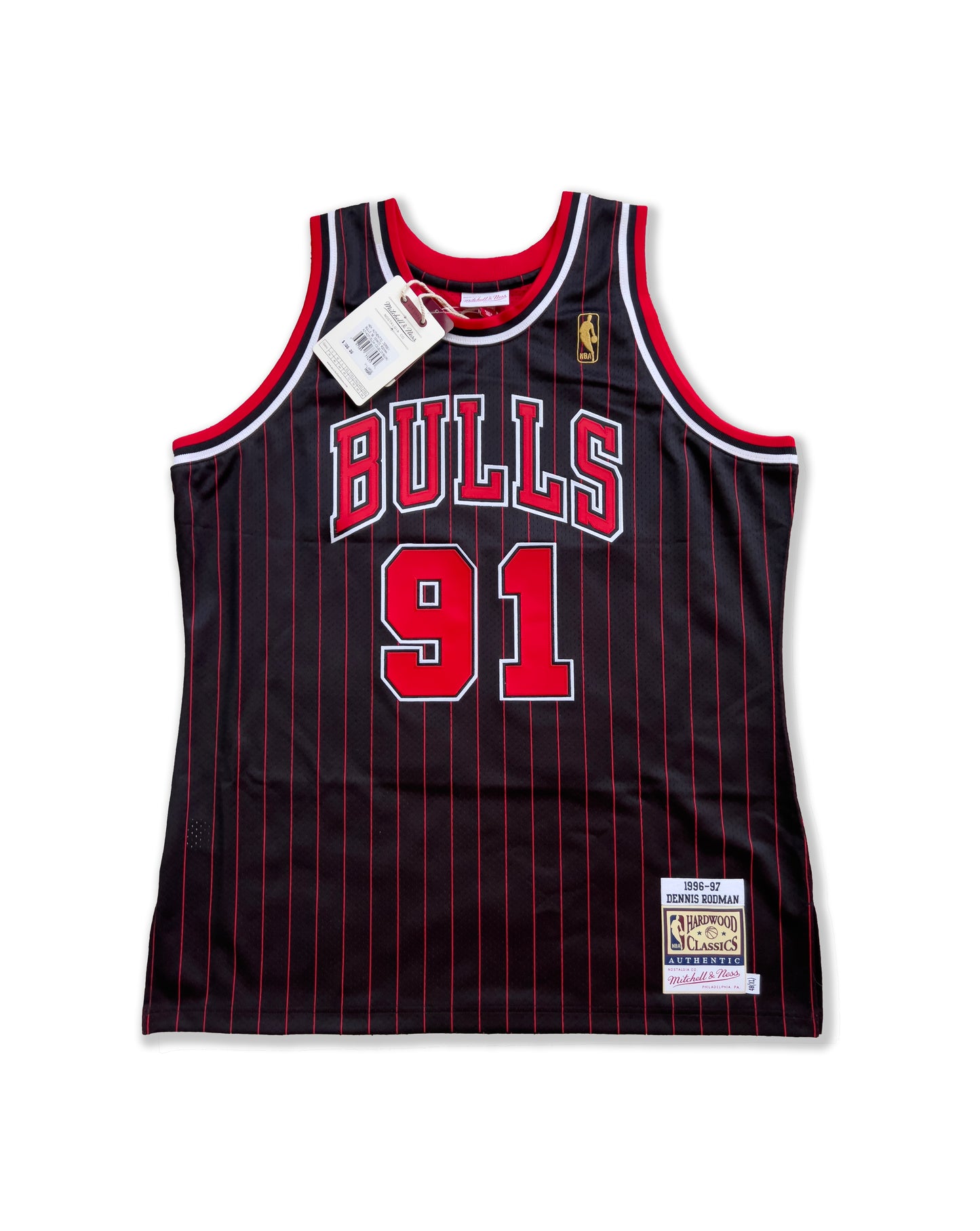 1996-97 Dennis Rodman Mitchell & Ness Authentic Bulls Jersey Signed & Inscribed PSA Authentic Size XL