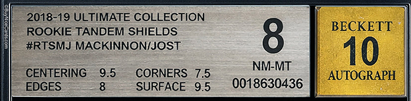 2018-19 Nathan Mackinnon Tyson Jost Ultimate Collection Dual Shield Patch /2