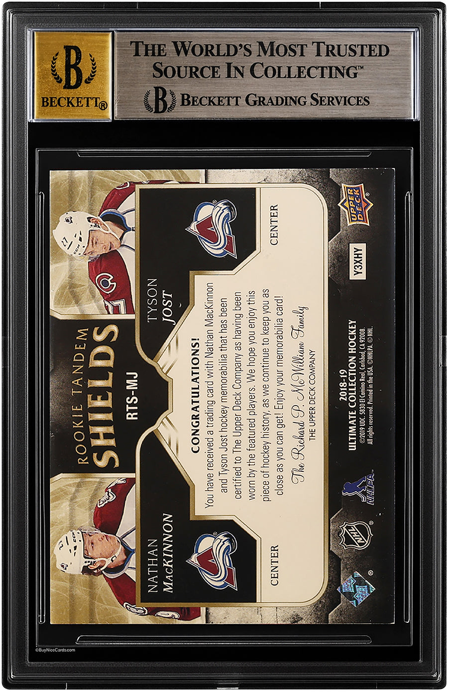 2018-19 Nathan Mackinnon Tyson Jost Ultimate Collection Dual Shield Patch /2