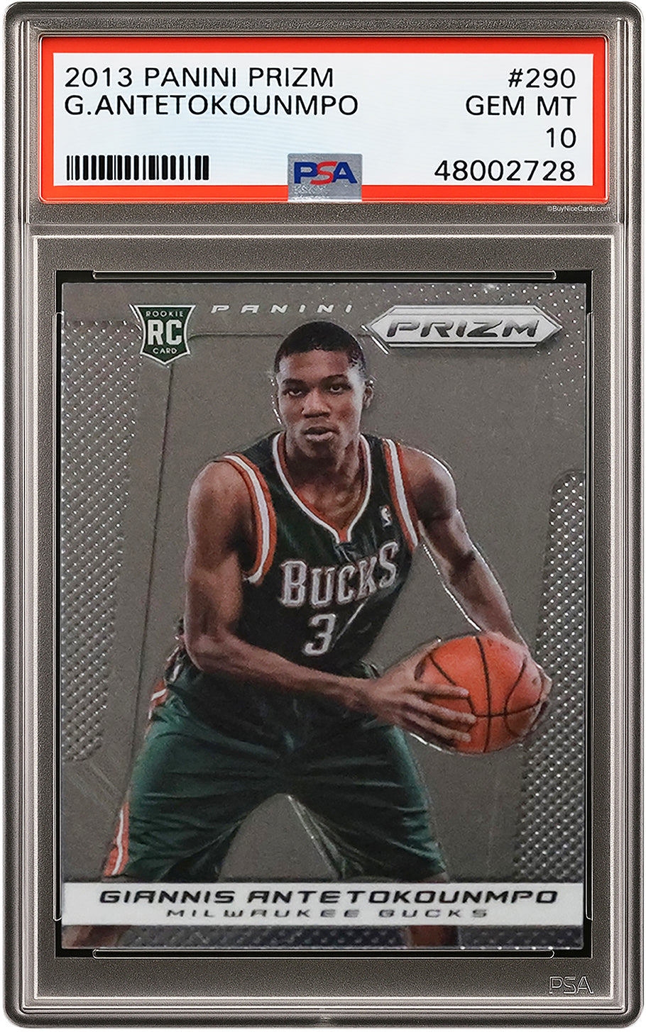 2013 Giannis Antetokounmpo Panini Prizm Base RC Rookie #290 PSA 10 Gem Mint
