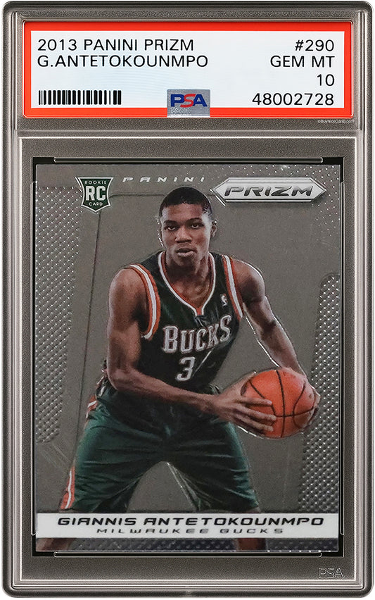 2013 Giannis Antetokounmpo Panini Prizm Base RC Rookie #290 PSA 10 Gem Mint