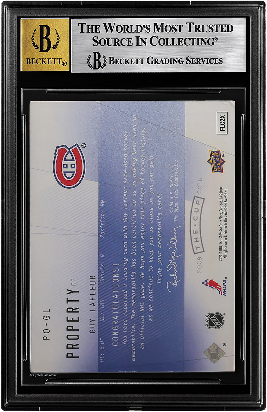 2009-10 Guy Lafleur Upper Deck The Cup Property of 1/1 #POGL BGS 6.5