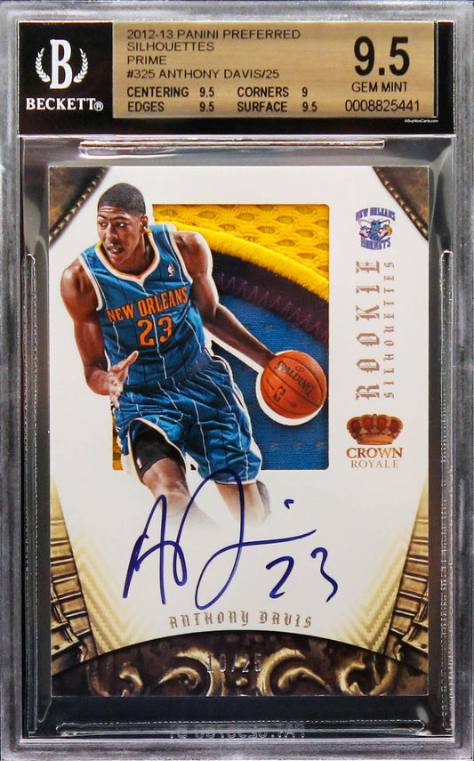 2012-13 Anthony Davis Preferred Silhouettes RC Rookie Patch Auto /25 BGS 9.5