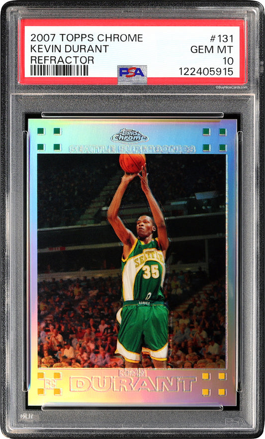 2007 Kevin Durant Topps Chrome Refractor SP RC Rookie /1499 #131 PSA 10 Gem Mint