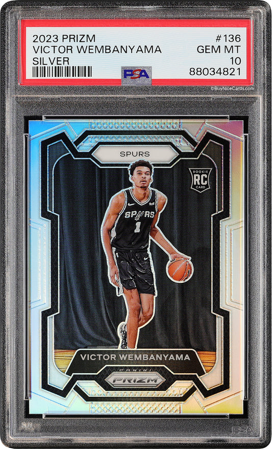 2023 Victor Wembanyama Prizm Silver Prizms Refractor SP RC Rookie #136 PSA 10 Gem Mint