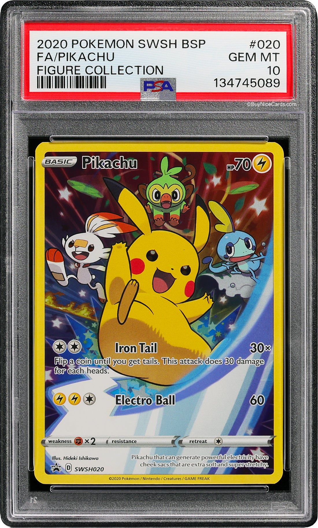 2020 Pikachu Pokemon SWSH BSP Black Star Promo FA Full Art Figure Collection # 020 PSA 10 Gem Mint
