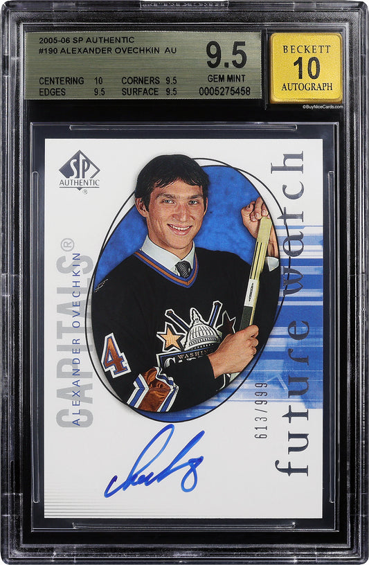 2005-06 Alexander Ovechkin Upper Deck SP Authentic Future Watch RC Rookie Auto /999 #190 BGS 9.5 True Gem+
