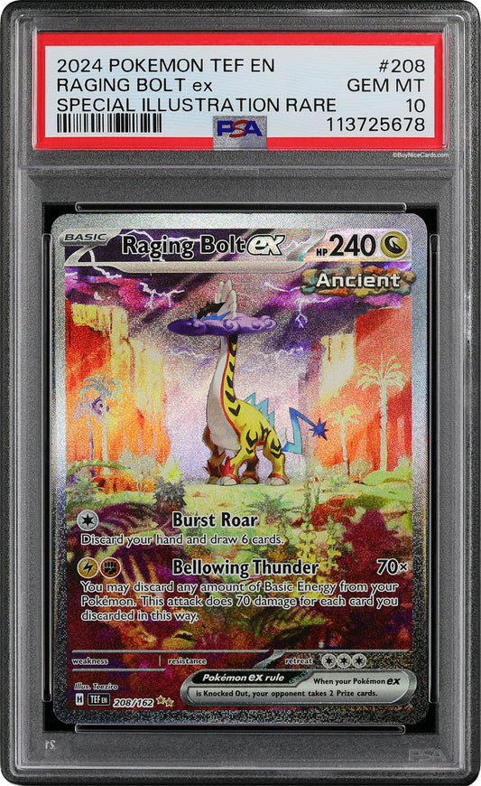 2024 Raging Bolt ex Pokemon TEF En Special Illustration Rare #208 PSA 10 Gem Mint