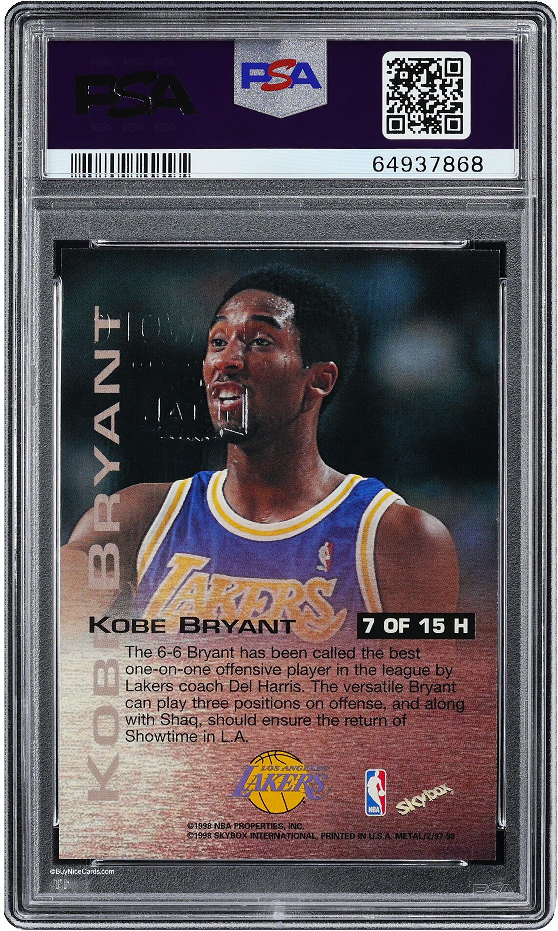 1997 Kobe Bryant Skybox Metal Universe Championship Hardware #7 PSA 9 Mint Pop 15
