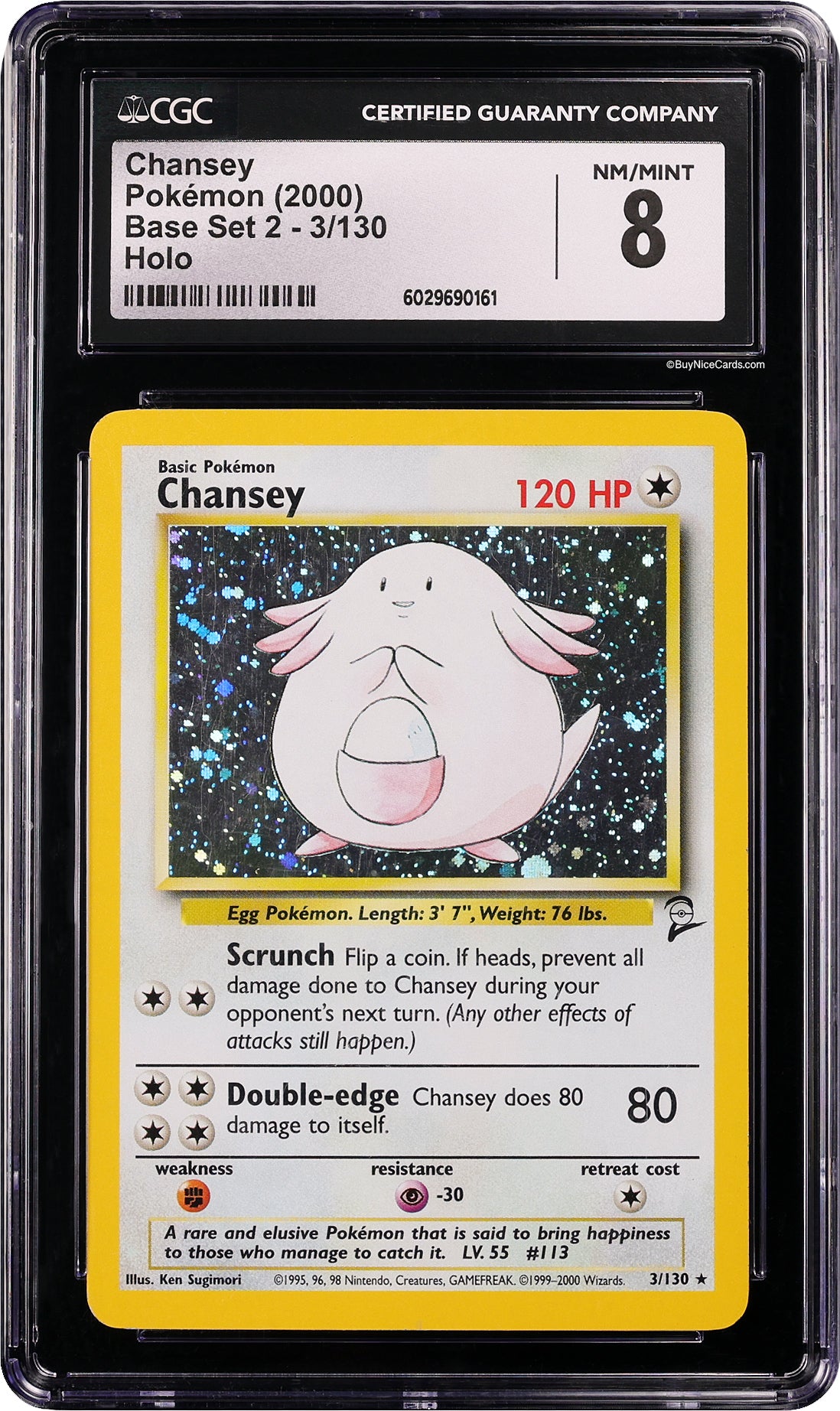 2000 Chansey Pokemon Base Set 2 Holo 3/120 CGC 8 NM/Mint