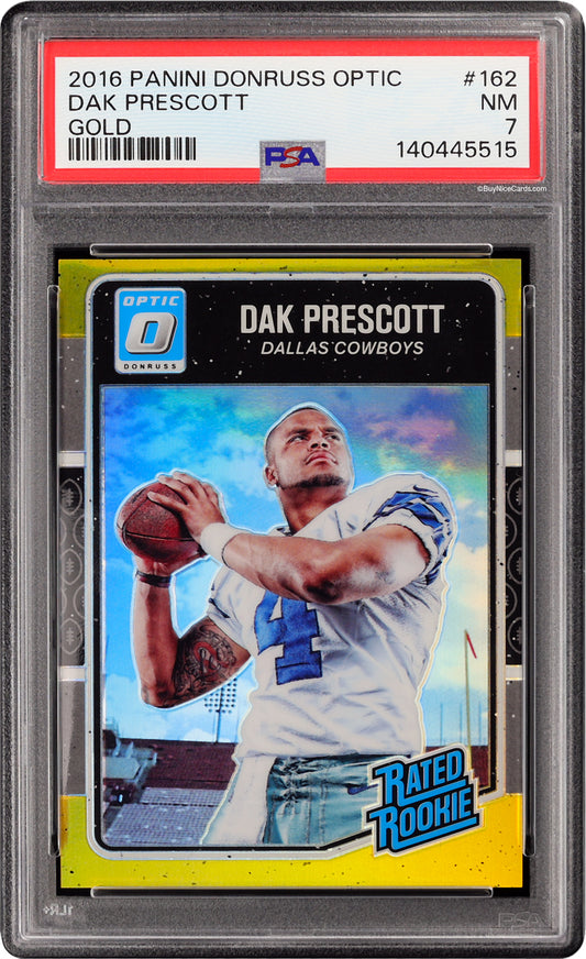 2016 Dak Prescott Panini Donruss Optic Gold Rated Rookie RC /10 #162 PSA 7 NM