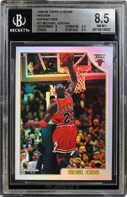 1998-99 Michael Jordan Topps Chrome Preview Refractor SP #77 BGS 8.5 Pop 16
