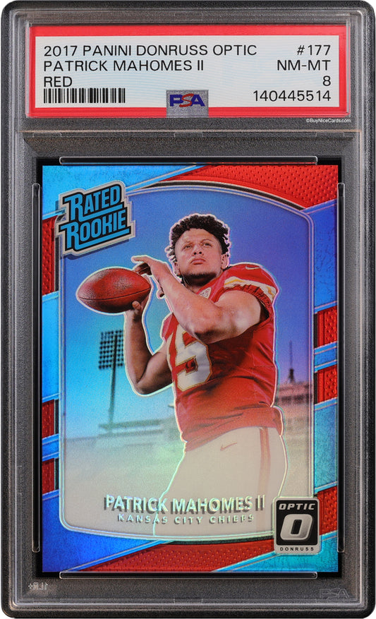 2017 Patrick Mahomes Panini Donruss Optic Red RC Rookie /99 #177 PSA 8 NM-MT