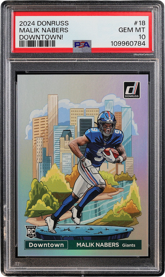 2024 Malik Nabers Paini Donruss Optic Downtown! RC Rookie # 18 PSA 10 Gem Mint