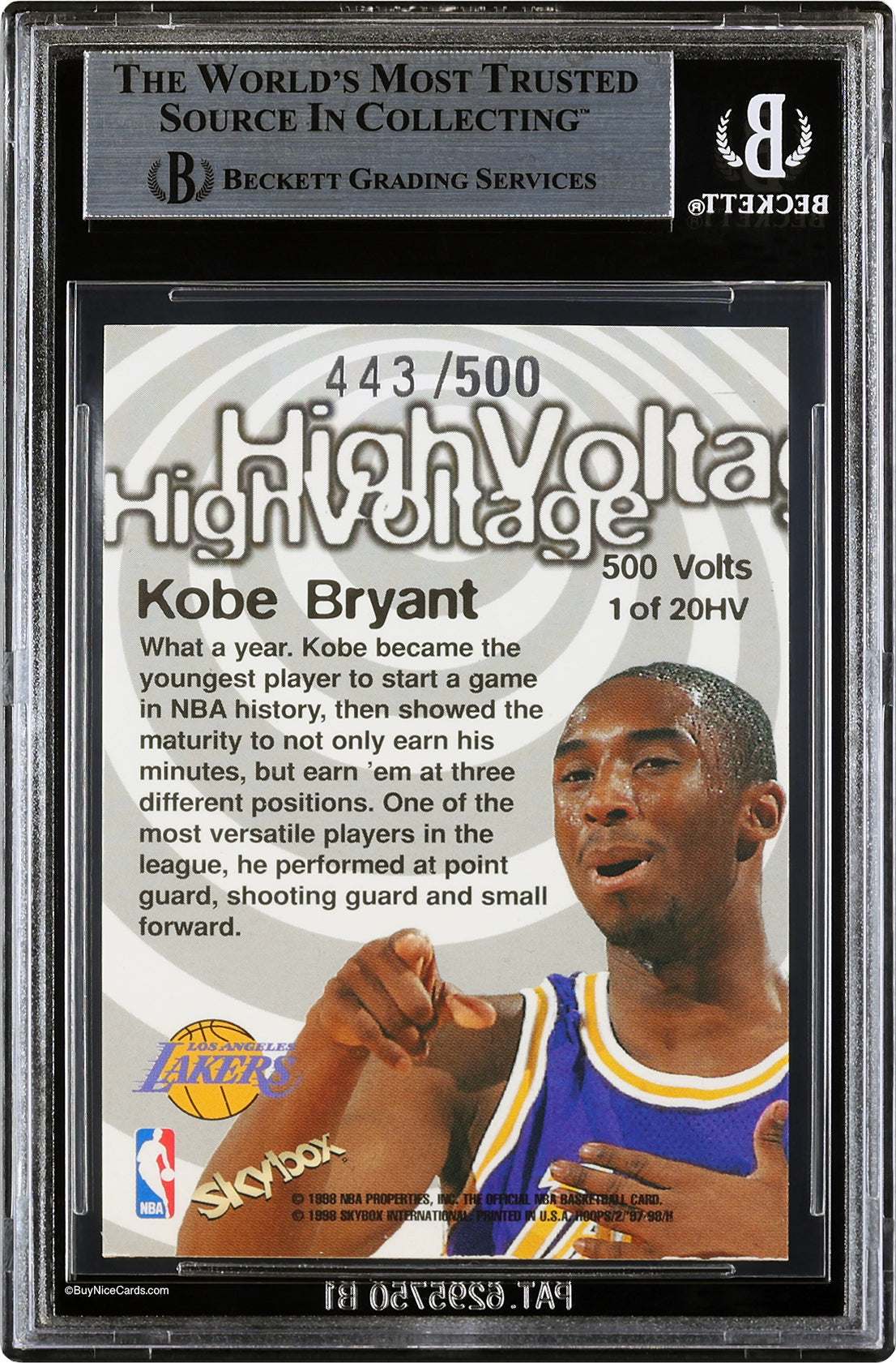 1997-98 Kobe Bryant Hoops High Voltage 500 SP /500 #HV1 BGS 8