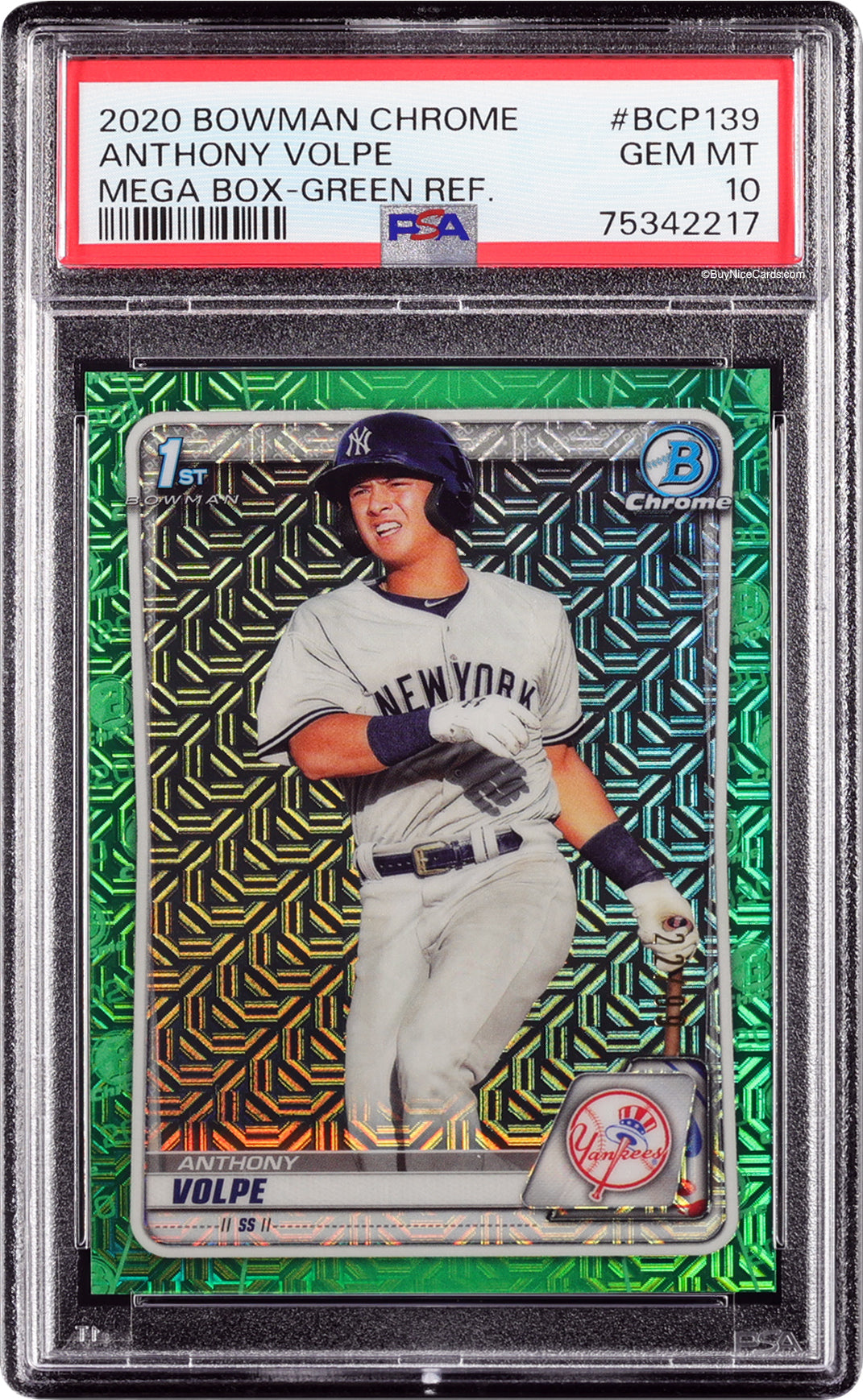 2020 Anthony Volpe Bowman Chrome Green Refractor RC Rookie #BCP139 PSA 10 Gem Mint