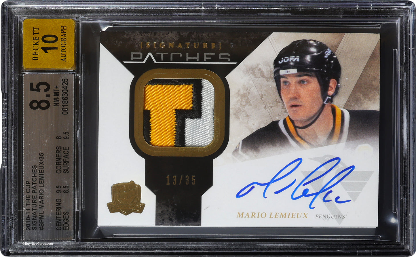 2010-11 Mario Lemieux Upper Deck The Cup Signature Patches Auto /35 #SPML BGS 8.5 / 10
