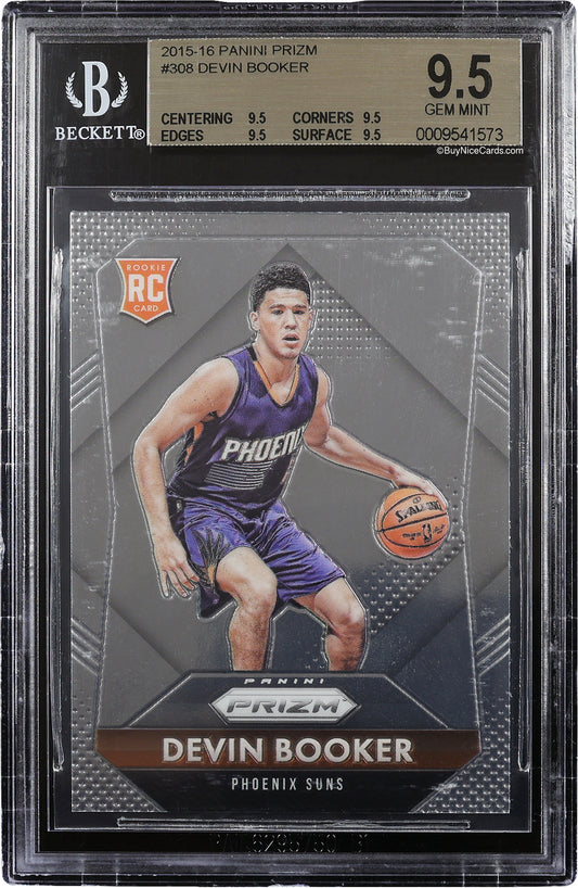 2015-16 Devin Booker Panini Prizm Base RC Rookie #308 BGS 9.5 em Mint