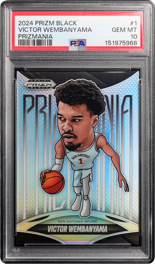 2024 Victor Wembanyama Panini Prizm Black Prizmania SP Prizms Silver #1 PSA 10 Gem Mint