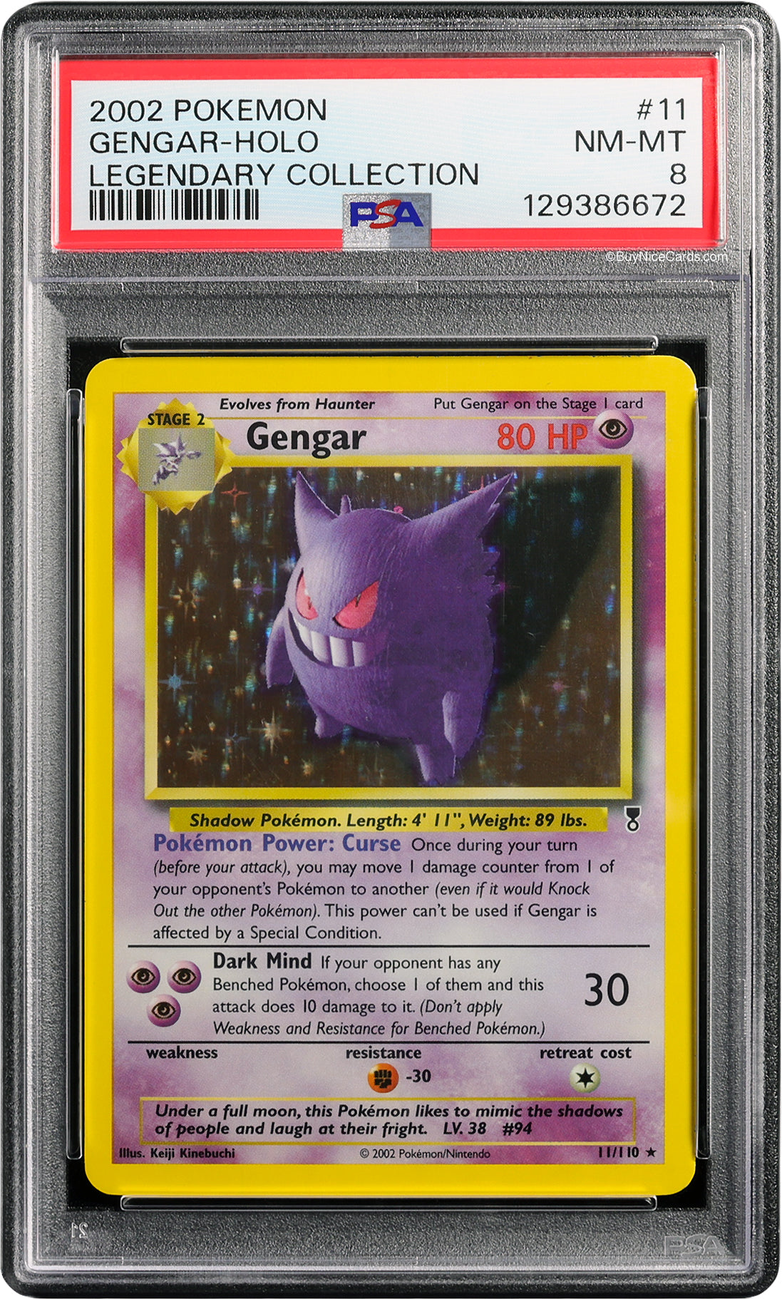 2002 Gengar Holo Pokemon Legendary Collection #11 PSA 8