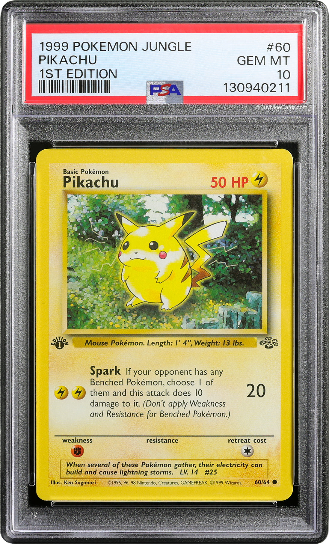 1999 Pikachu Pokemon Jungle 1st Edition #60 PSA 10 Gem Mint