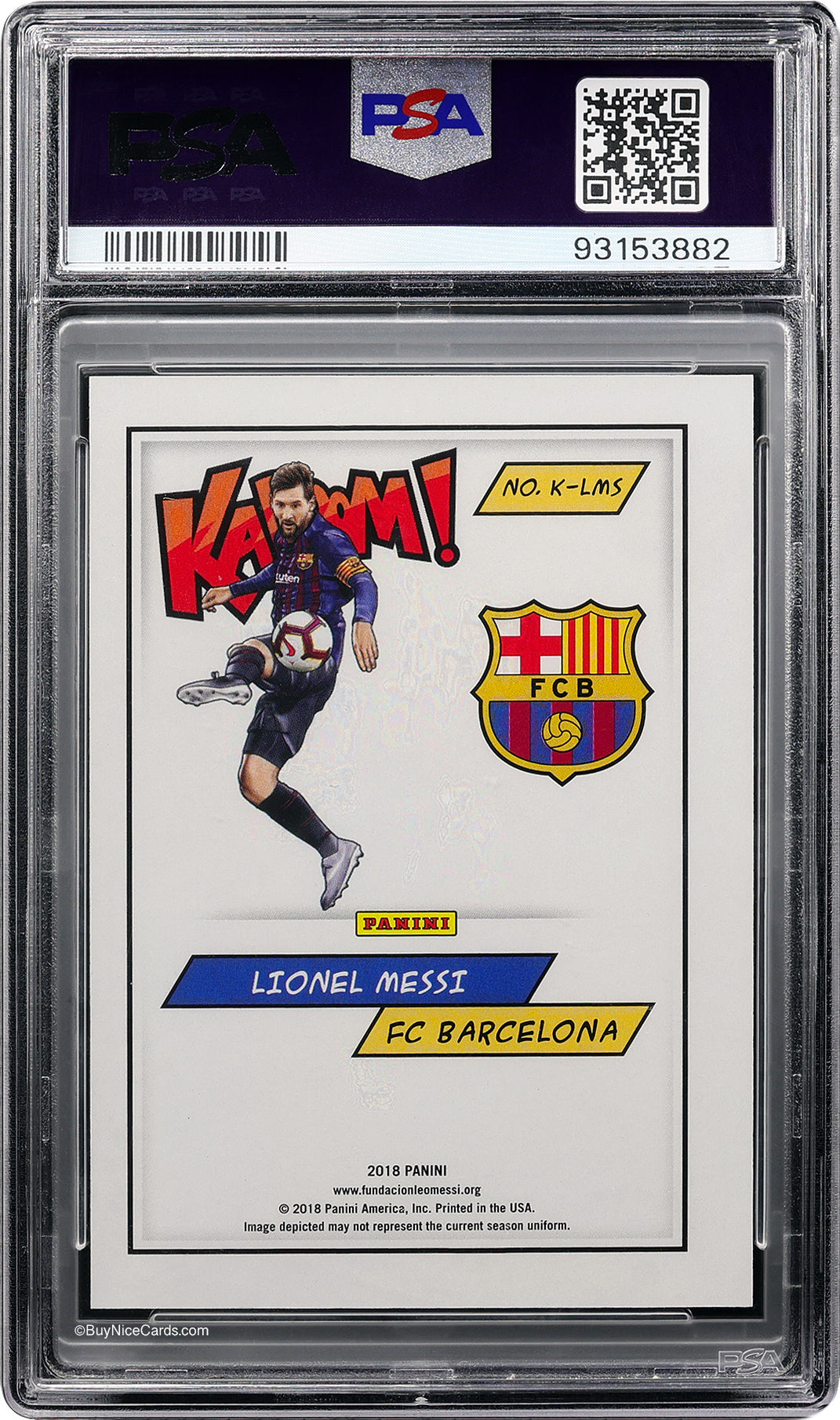 2018 Lionel Messi Panini Kaboom SP #LMS PSA 8 NM-MT