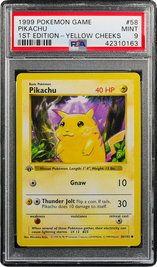 1999 Pikachu Pokemon Game Yellow Cheeks 1st Edition #58 PSA 9 Mint